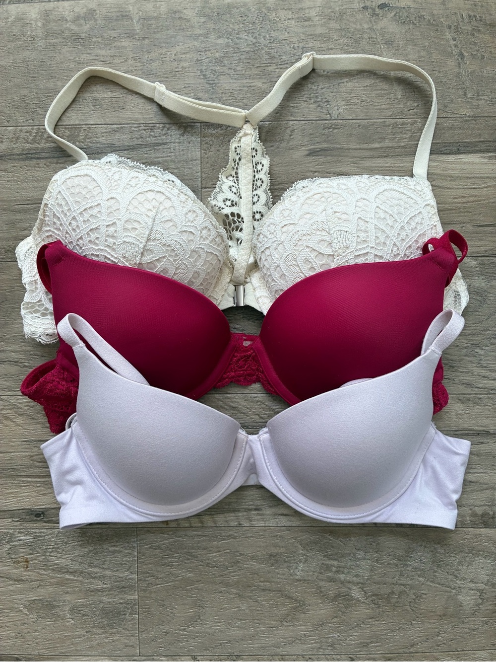 aerie Auden Maidenform Variety Bundle 3 Bras Push Up Radiant Real Sunnie Demi